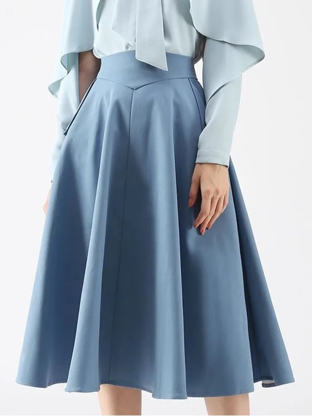 Chicwish Classic Simplicity A-Line Midi Skirt Blue L